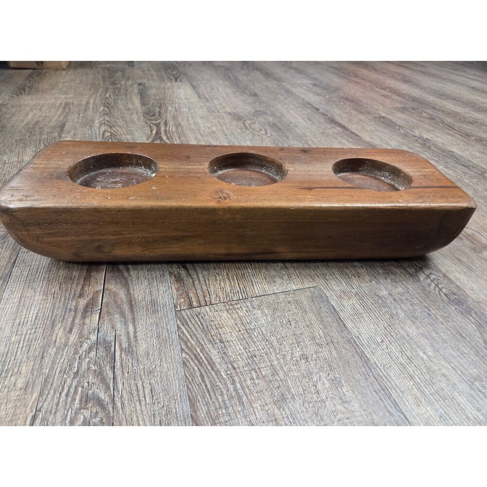 Pottery Barn Solid Wood 3" Pillar Candle Log Farmhouse Primitive Decor